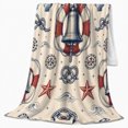 thumbnail image 2 of Vintage Nautical Maritime Inspired, Cozy Coastal Landscape Scene, Warm Flannel Blanket for Beach House and Living Room, Beach Lovers Housewarming Gift, Coastal Home Decor, 2 of 9
