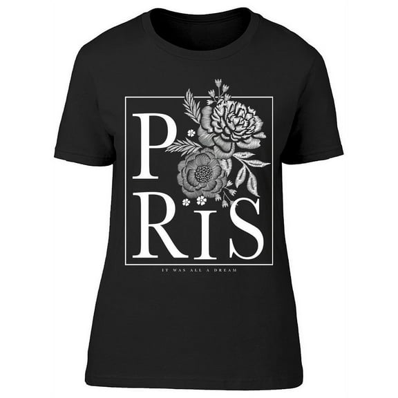 Paris And Flower Icon T-Shirt Women -Image by Shutterstock, Female 5X-Large