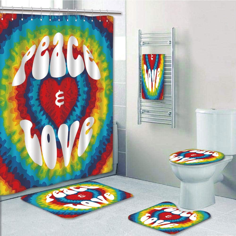 PRTAU 70s Party Peace Love Groovy Tie Dye Heart Shaped Abstract Hippie