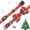 thumbnail image 6 of Mumup 1/2Pcs Christmas Cat Collar with Bow Tie Flower Sailor Bowtie Breakaway Safety Detachable Plaid Kitten Cats Pet Cute B Sailor Bow from 7" to 11", width 0.4", 6 of 6