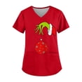 thumbnail image 1 of Uniforme médico MIARHB de talla grande con estampado navideño, uniforme de trabajo, camisetas para mujer con cuello en V cruzado, estampado de Grinch, camisetas divertidas de manga corta, ropa de, 1 of 4