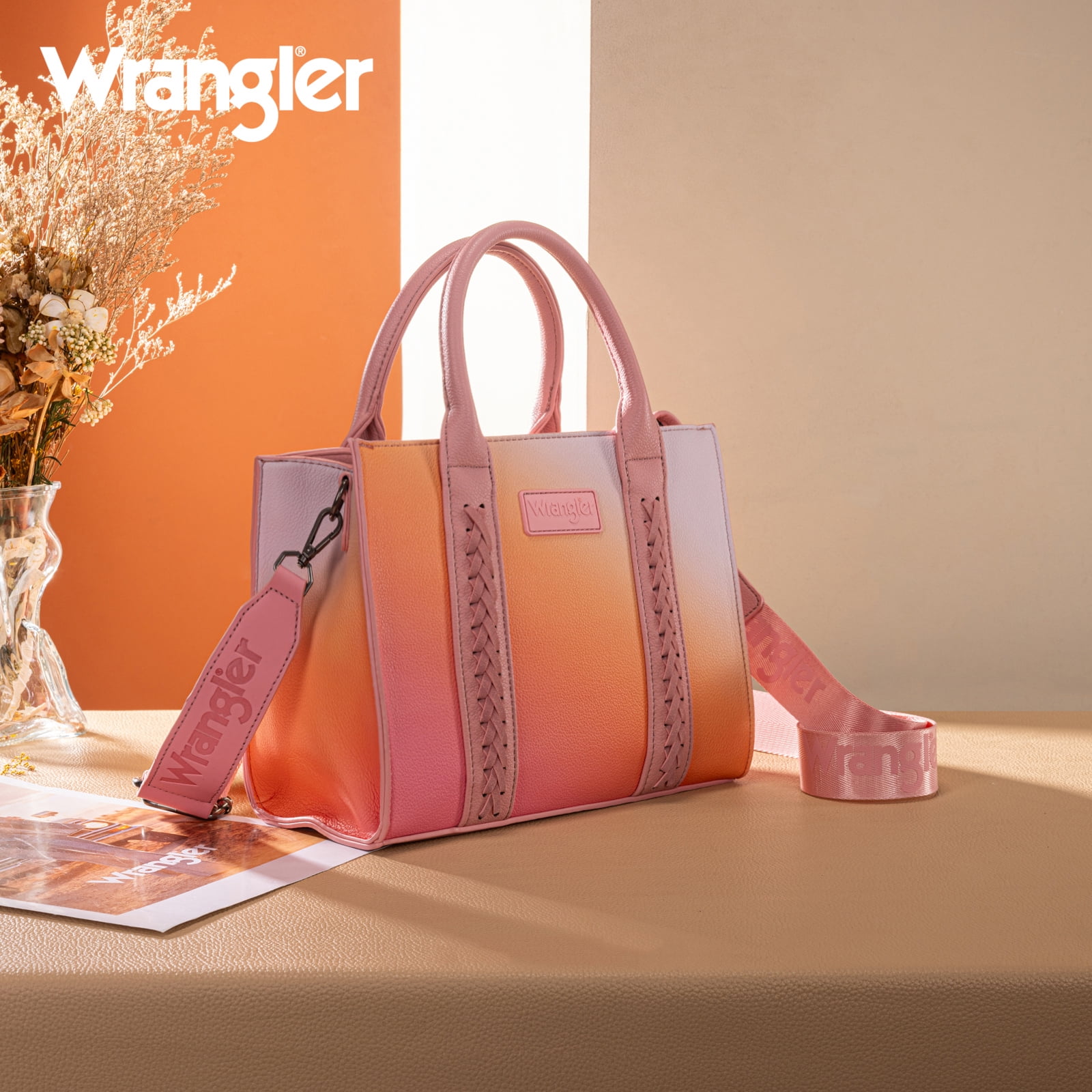 Wrangler purses for womens Gradient tote bag satchel bag womens purses and handbags cute trendy woman bolsa top handle with strap, Pink