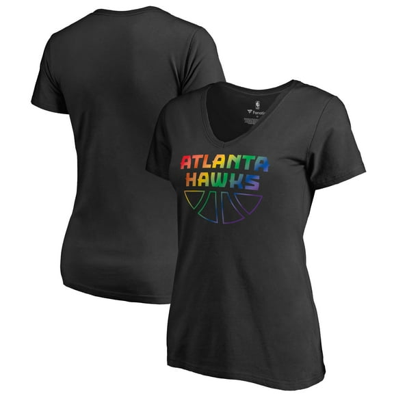 Women's Black Atlanta Hawks Team Pride Wordmark V-Neck T-Shirt