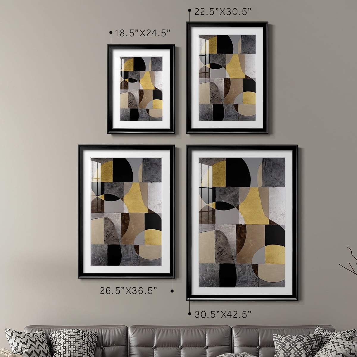 Wexford Home Neutral Framework I Premium Framed Print, 22.5" x 30.5" - Ready to Hang, Black (Set of 2)