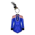 thumbnail image 2 of Zaldita Kids Girls Circus Ringmaster Costume Long Sleeve Leotard with Hat Showman Halloween Royal Blue A 6, 2 of 7