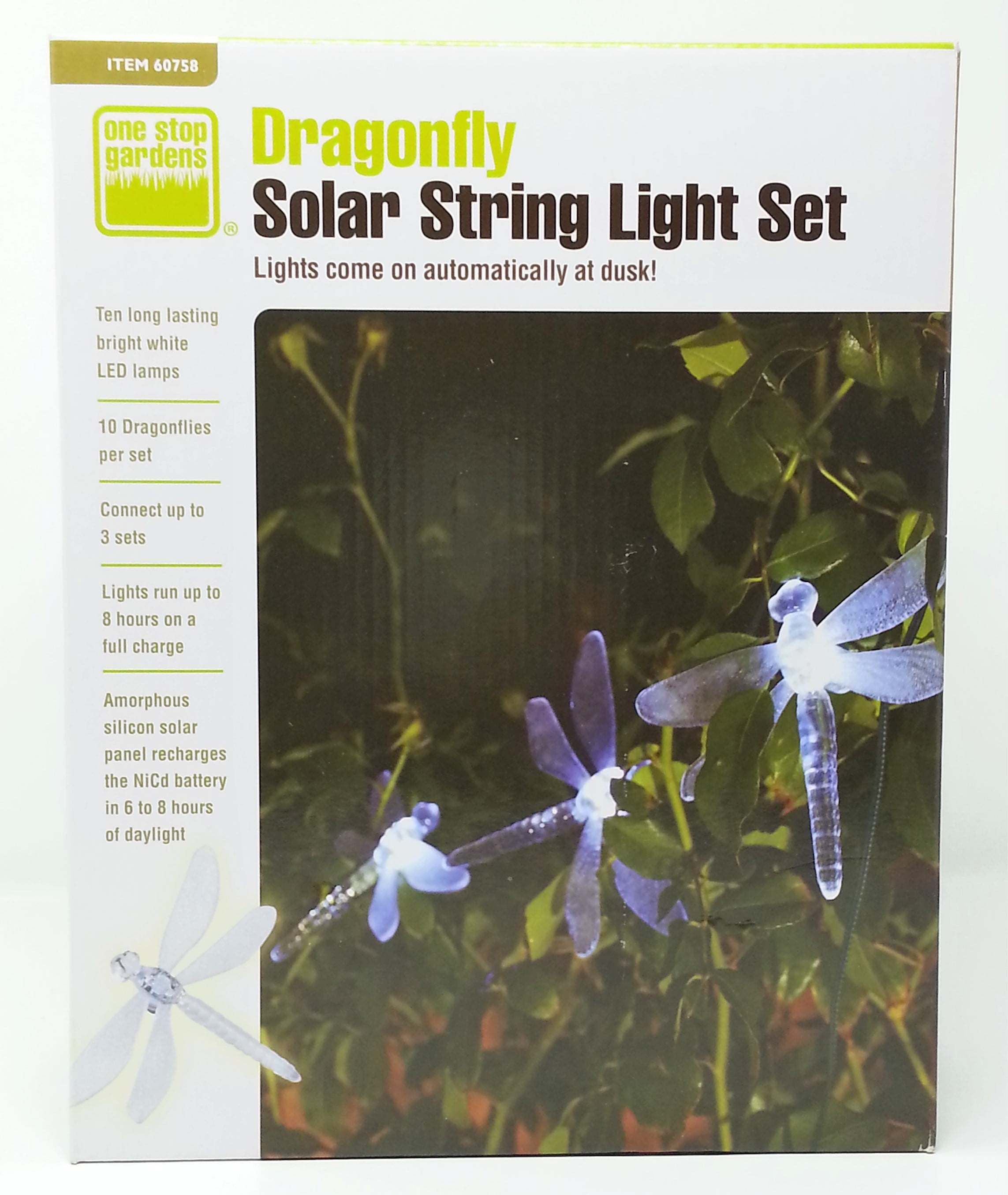 Automatic LED Dragonfly Solar String Lights 10 Pieces Outdoor ~ One Stop Gardens 