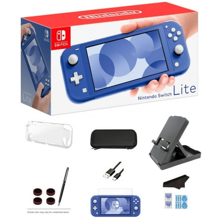 Nintendo Switch Lite Newest Blue Game Console with Extra External 64GB Storage, LCD Touchscreen, Built-in Plus Control Pad, WiFi, Bluetooth, Ultimate 12-in-1 Case