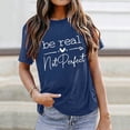 thumbnail image 2 of WEIYLL T-Shirts pour Femmes Manches Courtes Imprimé Lettre Bleu Tops Tailles m, 2 of 4