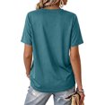 thumbnail image 6 of Garbnen Short Sleeve Shirts for Women Loose Fit Womens V Neck Tops Casual Basic Summer Solid Color Fashion Tunics Tops for Women Blue S, 6 of 6