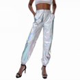 thumbnail image 2 of Pantalones informales brillantes para club, ropa de calle holográfica, moda, 2 of 4