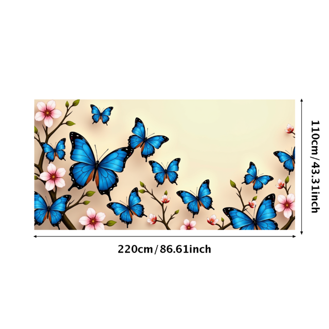 Beautiful Blue Butterflies and Pink Flowers Background Banner Party Decorations Backdrop Photography Props Spring Events Garden Parties Wedding Decorations