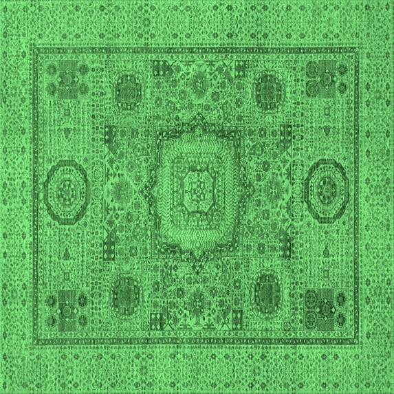Ahgly Company Indoor Square Abstract Emerald Green Modern Area Rugs, 6' Square