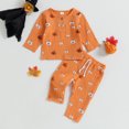 thumbnail image 2 of Gupgi 0-3 Years Toddler Girl 2PCS Halloween Clothes Set Long Sleeve Pumpkin Print Button Tops Drawstring Pants, 2 of 9