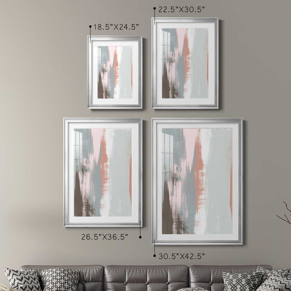 Wexford Home Sandstone Peel I Premium Framed Print, 26.5" x 36.5" - Ready to Hang, Silver (Set of 2)