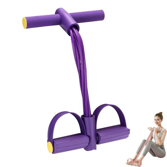 Fitness Resistance Bands - 6-Tube Pedal Ankle Puller, Pedal Resistance Bands with Handles, Strength Training, Abdomen, Waist, Arms, and Legs Slimming, Home Exercise Equipment(Purple)