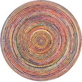 thumbnail image 3 of KLAVATE Indian Handmade Hand Braided Bohemian Reversible Colorful Cotton Round Yoga Mat Chindi Jute Bath Rug, 3 of 3