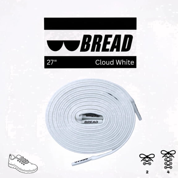 Bread Elastic Shoelaces, No Tie Stretch Shoelaces for Easy Slip-on, Cloud White, 27"