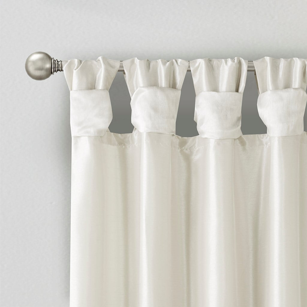 MAYEERTY 50x84" 2-PK Twist Tab Lined Window Curtain Pair Living Room White