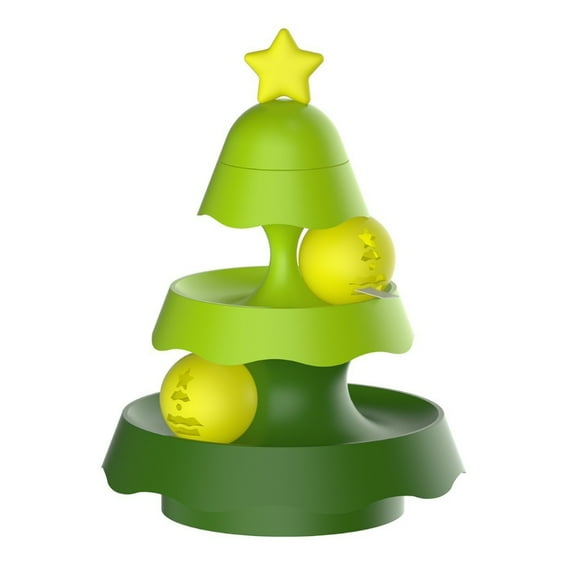 Indoor Turnable Toy for Cats Chaseing Toy Christmas Tree Shape Track with Ball Toy Interactive Intelligences Training