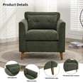 thumbnail image 5 of JURANYAZHU Modern Accent Chair with Cushion,Soft-Padded Wide Armchair,Solid Wood Leg Design Suitable for Bedroom,Living Room, and Office,Green, 5 of 7