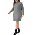 thumbnail image 4 of GRACE & GRANDEUR Chandails Grande Taille pour Femmes à Manches Longues Col Roulé Chandail Chaud Hauts Gris 1X, 4 of 5