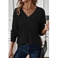 thumbnail image 2 of Camiseta PRETTYGARDEN de manga larga con cuello en V y tejido acanalado XL, 2 of 5