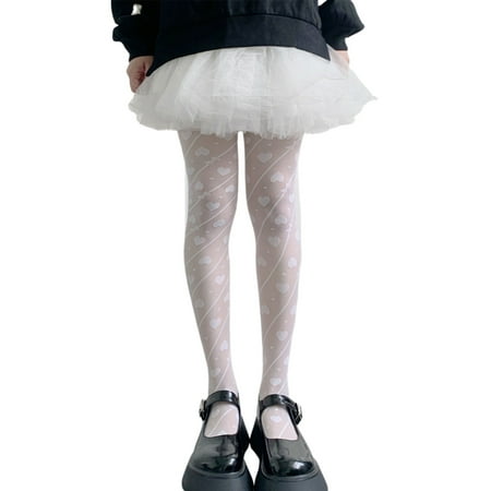 

1PC Summer Women Pantyhose Heart Print Tights Mesh Thin Female Hosiery