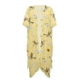 thumbnail image 4 of DISNIMO Hummingbird Daisy Print Women's Swimsuit Cover Up Sunflower Printed Casual Cardigan Beach Coverup Summer Loose Bathing Suit Cover Ups Half Sleeve Bikini Coverups, 4 of 6