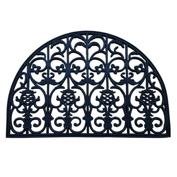 Calloway Mills 153792436 24 x 36 in. Pineapple Bay Rubber Semicircle Doormat, Black
