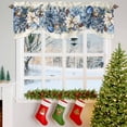 thumbnail image 3 of Christmas Flower Tie Up Valances Curtain, Blue Poinsettia Floral Xmas Winter Vintage Adjustable Rod Pocket Short Window Treatment Tie Up Curtains Valances for Kitchen Living Room Bathroom 54x18 In, 3 of 9