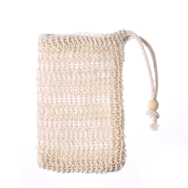 Bolsa de jabón de sisal con cordón para colgar Bolsa de jabón de ramio Bolsa de jabón de red espumosa Bolsa de jabón de algodón y lino