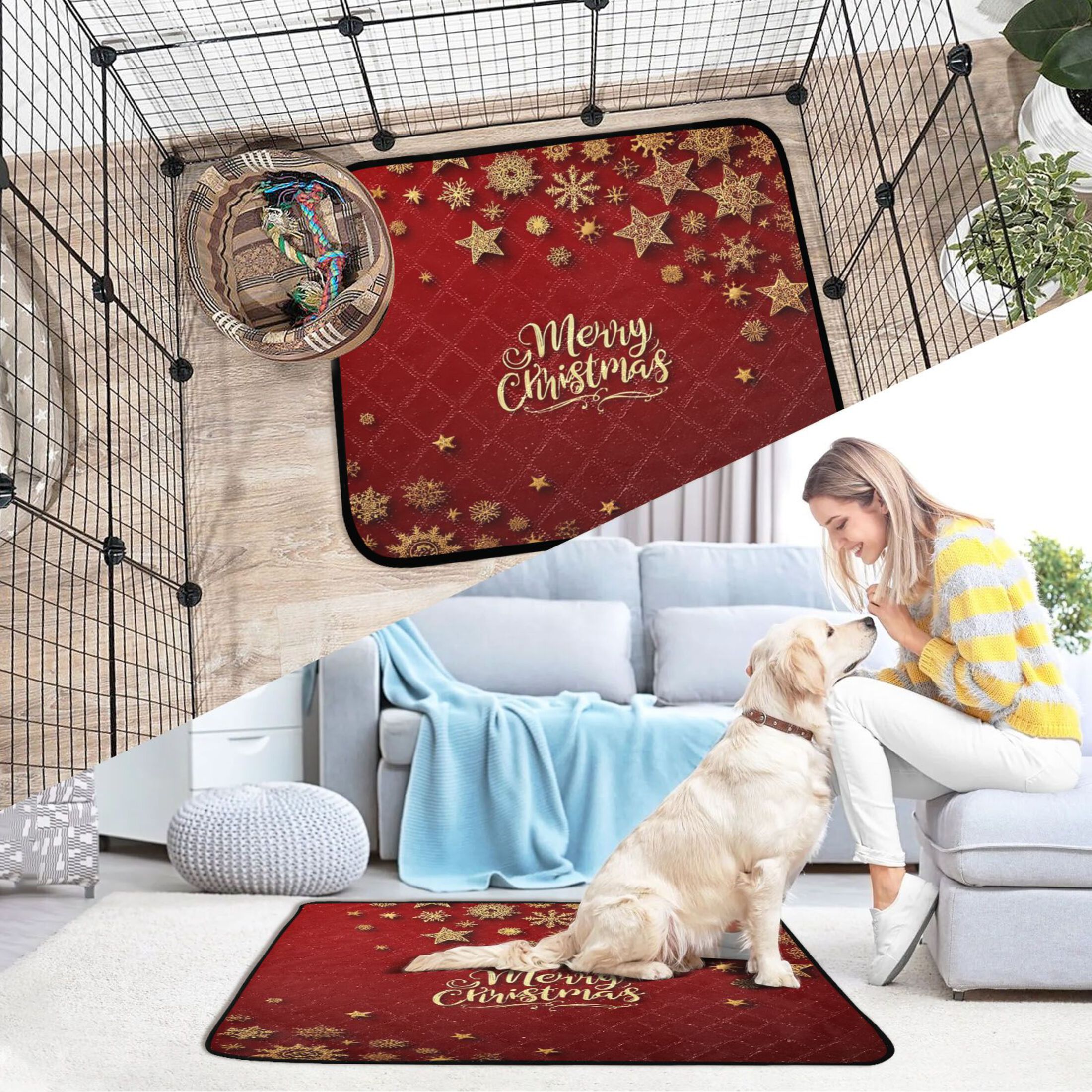 IAUYY Washable Pee Pads for Dogs Smallx3 Absorbent and Leak-Proof Non-Slip Reusable Puppy Pee Pads for Dogs Applicable to Playpen Potty Crate with Star Patterns