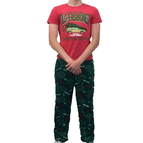 Christmas Vacation Mens Griswold Sleep Set Fleece Lounge Pants T-Shirt Pajamas S