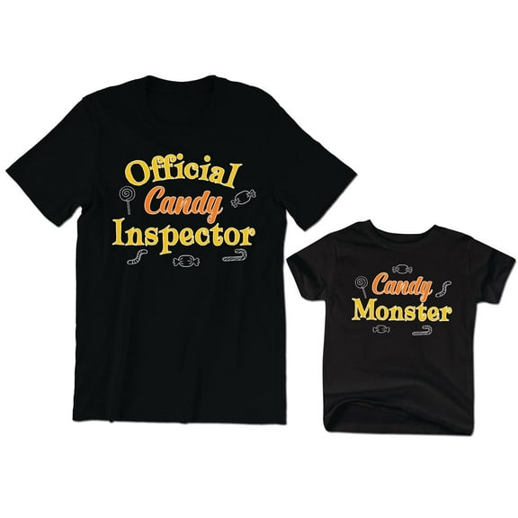 Official Candy Inspector Men's T-Shirt Funny Cute Candy Monster Kids Toddler Shirt Baby Bodysuit Halloween Family Matching Daddy Daughter Son Outfits