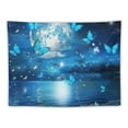 thumbnail image 5 of JRXY  Small Full Moon over Ocean Tapestry Wall Hanging Psychedelic Teal Butterfly Tapestry Starry Night Sky Moon and Stars Tapestries for Teen Kids Bedroom Living Room Dorm Home Decor Painting, 5 of 6
