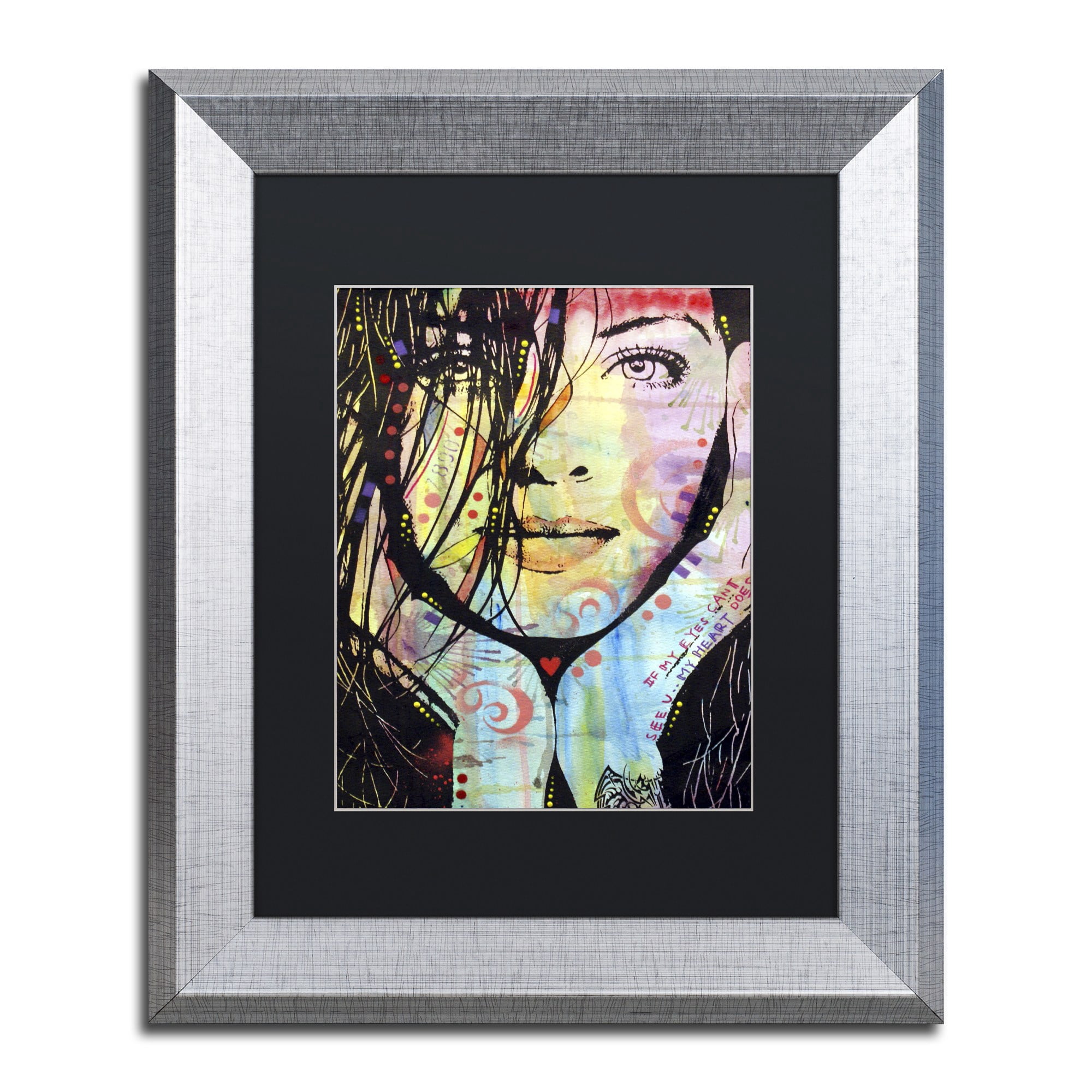 Trademark Fine Art "My Eyes Cant See U" Canvas Art by Dean Russo, Black Matte, Silver Frame