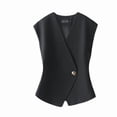 thumbnail image 3 of Women's Solid Color Sleeveless Temperament Vest Casual Office Waistcoat Comfy Breathable Work Summer Holiday Outfits | CSEONE,Black L, 3 of 6