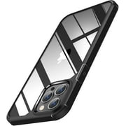 TENDLIN Compatible with iPhone 13 Pro Max Case Crystal Clear Hard Back Soft Bumper Protective Case (Black)