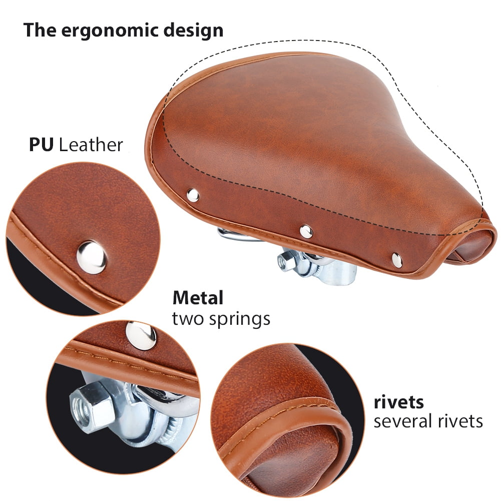 tan leather bike seat