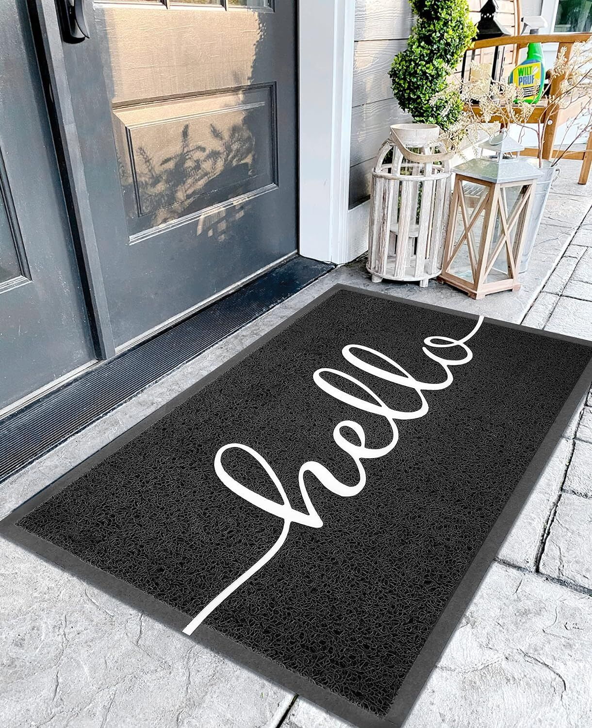 iOhouze 2-Pack Doormat 30"x17.5" Upgraded Outdoor Indoor Hello Front Door Mat Non Slip Welcome Door Mats Durable Easy Clean Front Doormat for Garage Entryway Patio High Traffic Areas