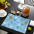 thumbnail image 4 of Blue Dog Paw Footprint Summer Placemats Table Placemats Set Of 4-Linen Kitchen Washable Placemats Table Mats 11.8"x17.7"Non-Slip Heat Resistant, 4 of 6