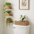 thumbnail image 4 of Yucurem Wicker Storage Basket with Wooden Handles, Wicker Toilet Basket for Tank Topper, Hand Woven Rattan Organizer Bin for Bathroom Home, 4 of 10