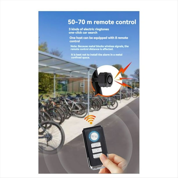 Alarma de Vibración para Bicicleta, Carga USB, Alarma de Seguridad Antirrobo para Motocicleta y Bicicleta con Control Remoto