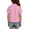 thumbnail image 7 of CCRFTGI Cute Tops for Kids Girls Size 7 Striped Shirt Short Sleeve Polo Shirts School Uniform Athletic Sport Lapel Button Collared Polo Summer Tops Hot Pink 11-12 Years, 7 of 7