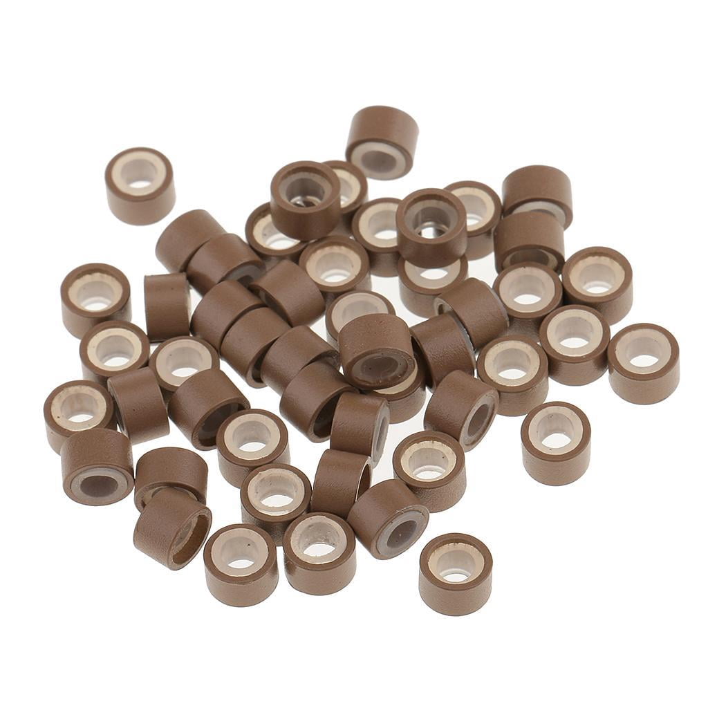 EHJRE 2 Bottles Silicone Links Rings Beads for Hair Extensions Tool, Two Colors( Light Brown/Black), 1000Pcs In Each Bottle