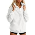 thumbnail image 2 of MAIHAN-Womens Oversized Sweatshirt Sweatshirts Solid Color Button Down Round Neck Loose Fit Long Sleeve Casual Pullover Sweatshirt Top Soft Comfortable Blouse Winter Clothes(White,XL), 2 of 5