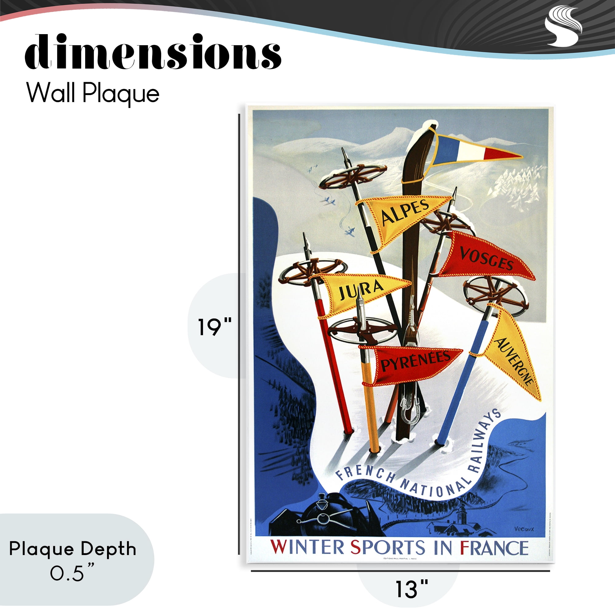Stupell Industries Winter Sports In France Wall Plaque Art, design by Vintage Posters