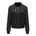 thumbnail image 2 of Pompotops Womens Jacket Waterproof Long Sleeve Coat Drawstring Hooded Outwear Solid Zipper Jackets, 2 of 9