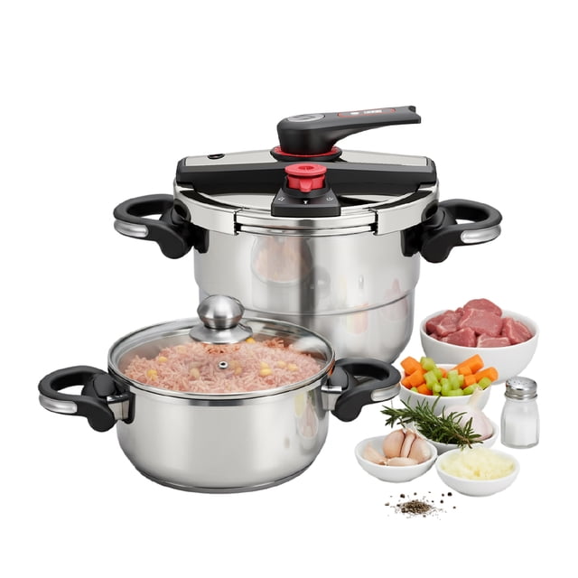 Set De Ollas De Presión 4 y 6 Litros Acero Inox Bogner BPCH0406L