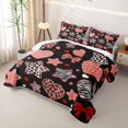 thumbnail image 3 of Feelyou Red Leopard Bow Print Twin Quilt Set, Cute Fashion Love Heart Twin Coverlet Set, 2 Pieces, 1 Comforter and 1 Pillowcase, 3 of 7